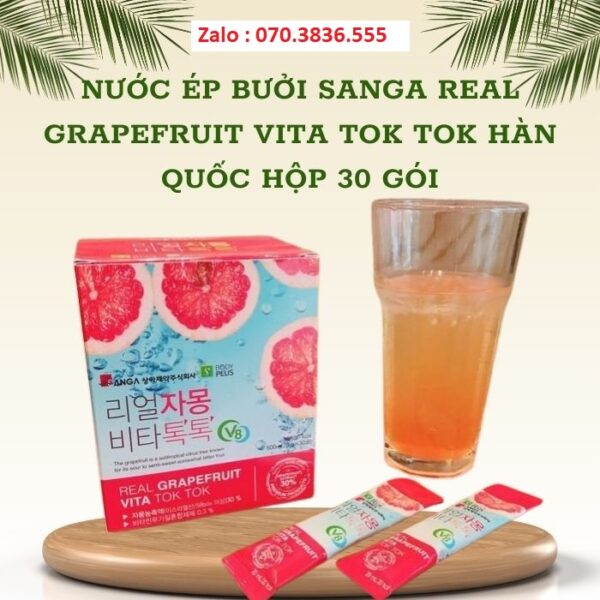 Nước Ép Bưởi Sanga Real Grapefruit Vita Tok Tok Hàn Quốc Hộp 30 Gói
