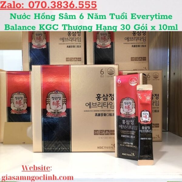 Nước Hồng Sâm 6 Năm Tuổi Everytime Balance KGC Thượng Hạng 30 Gói x 10ml