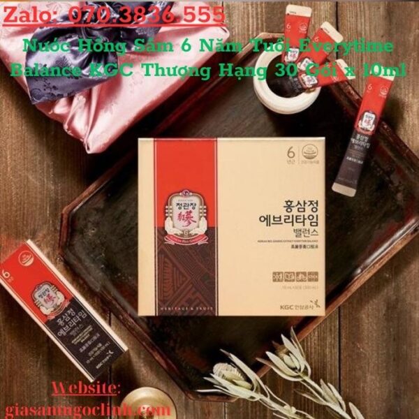 Nước Hồng Sâm 6 Năm Tuổi Everytime Balance KGC Thượng Hạng 30 Gói x 10ml