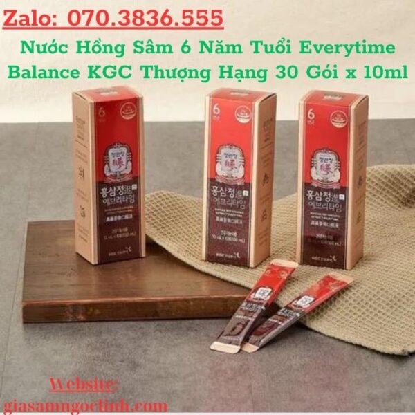 Nước Hồng Sâm 6 Năm Tuổi Everytime Balance KGC Thượng Hạng 30 Gói x 10ml