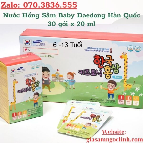 Nước Hồng Sâm Baby Daedong Hàn Quốc 30 gói x 20 ml