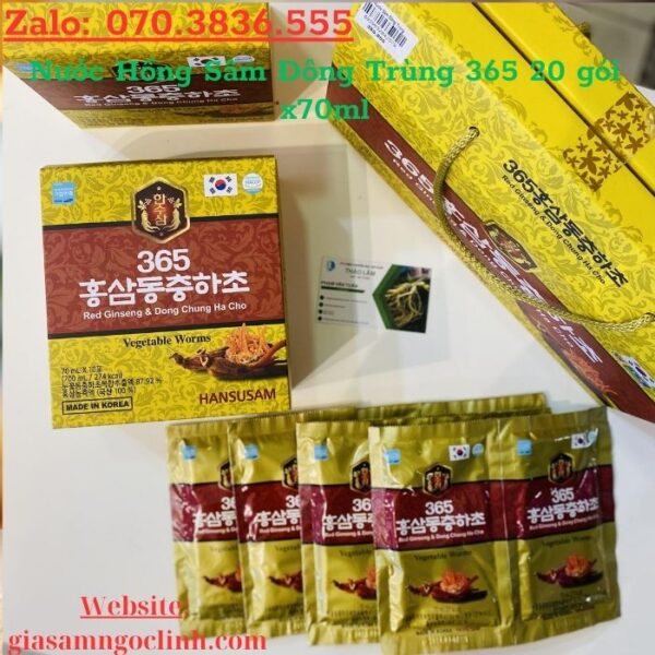 Nước Hồng Sâm Đông Trùng 365 20 gói x70ml