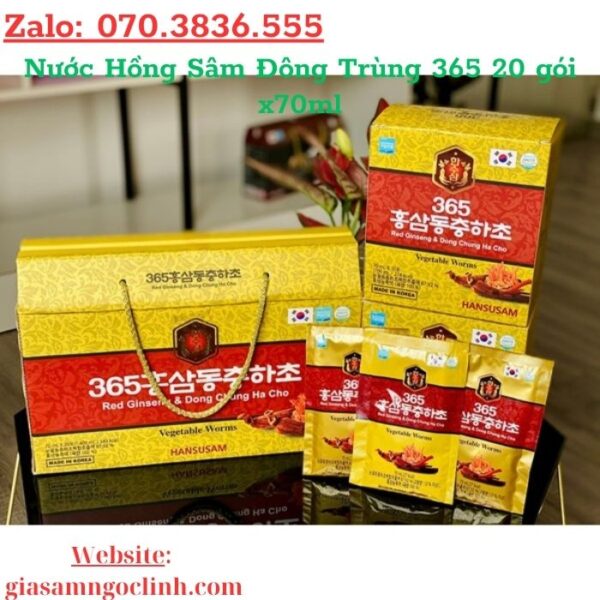 Nước Hồng Sâm Đông Trùng 365 20 gói x70ml