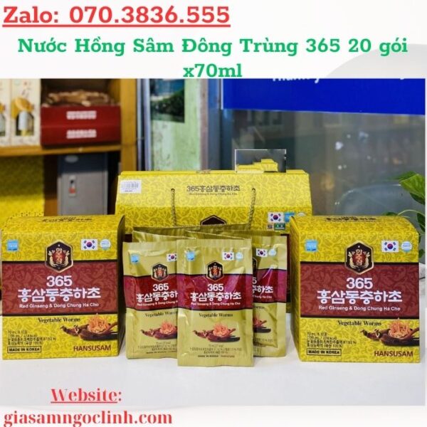 Nước Hồng Sâm Đông Trùng 365 20 gói x70ml