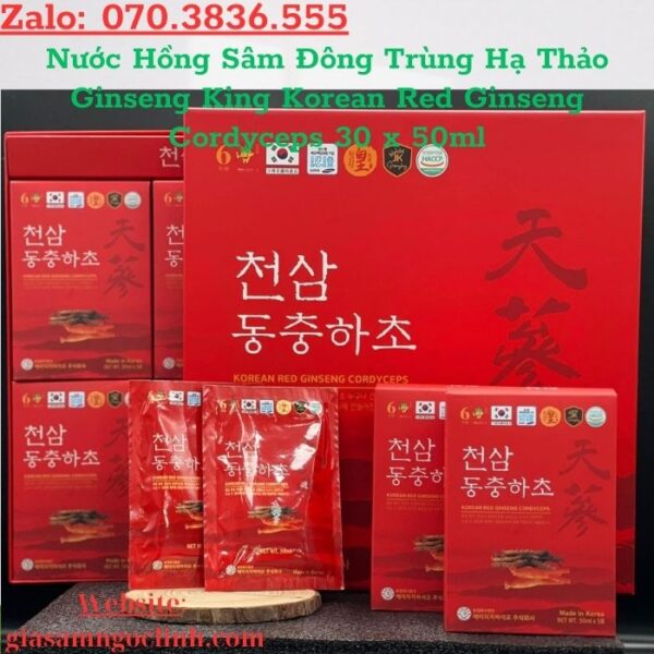 Nước Hồng Sâm Đông Trùng Hạ Thảo Ginseng King Korean Red Ginseng Cordyceps 30 x 50ml