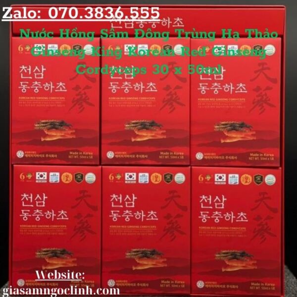Nước Hồng Sâm Đông Trùng Hạ Thảo Ginseng King Korean Red Ginseng Cordyceps 30 x 50ml