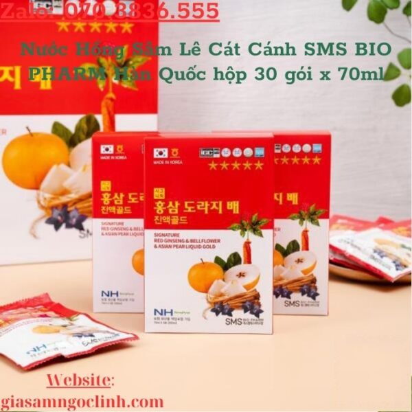 Nước Hồng Sâm Lê Cát Cánh SMS BIO PHARM Hàn Quốc 30 gói x 70ml