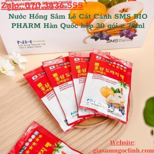 Nước Hồng Sâm Lê Cát Cánh SMS BIO PHARM Hàn Quốc 30 gói x 70ml