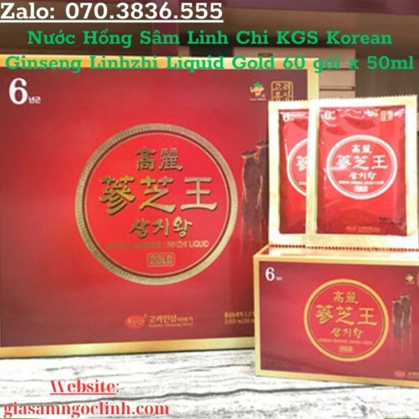 Nước Hồng Sâm Linh Chi KGS Korean Ginseng Linhzhi Liquid Gold 60 gói x 50ml
