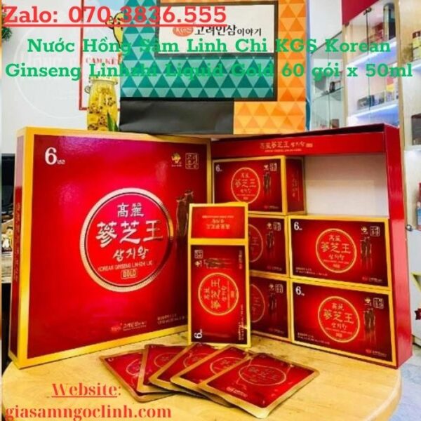Nước Hồng Sâm Linh Chi KGS Korean Ginseng Linhzhi Liquid Gold 60 gói x 50ml