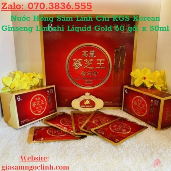 Nước Hồng Sâm Linh Chi KGS Korean Ginseng Linhzhi Liquid Gold 60 gói x 50ml