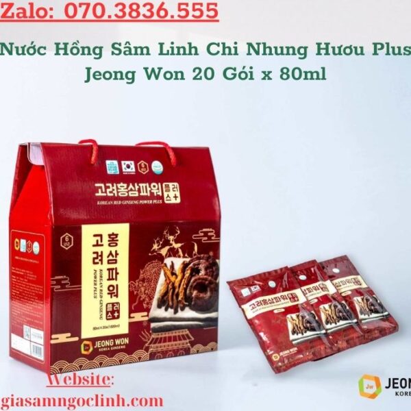 Nước Hồng Sâm Linh Chi Nhung Hươu Plus Jeong Won 20 Gói x 80ml