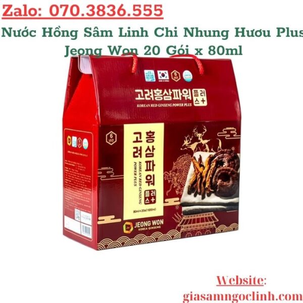 Nước Hồng Sâm Linh Chi Nhung Hươu Plus Jeong Won 20 Gói x 80ml