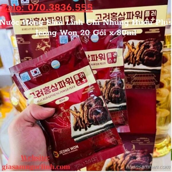 Nước Hồng Sâm Linh Chi Nhung Hươu Plus Jeong Won 20 Gói x 80ml