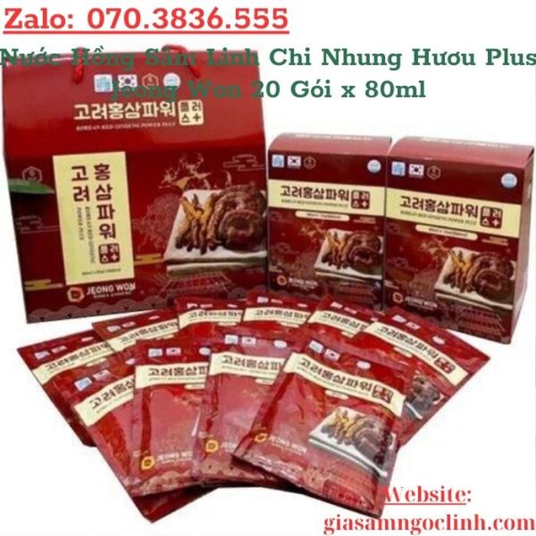 Nước Hồng Sâm Linh Chi Nhung Hươu Plus Jeong Won 20 Gói x 80ml