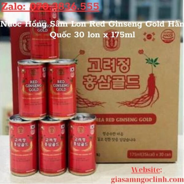 Nước Hồng Sâm Lon Red Ginseng Gold Hàn Quốc 30 lon x 175ml