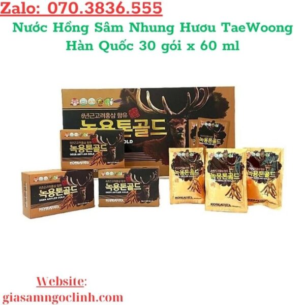 Nước Hồng Sâm Nhung Hươu TaeWoong Hàn Quốc 30 gói x 60 ml