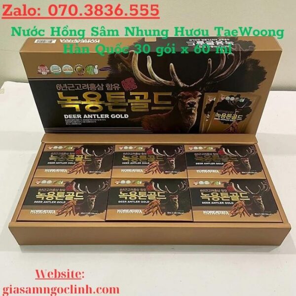 Nước Hồng Sâm Nhung Hươu TaeWoong Hàn Quốc 30 gói x 60 ml