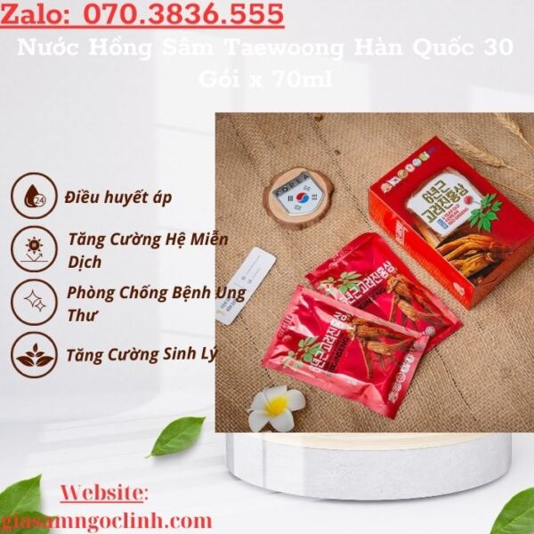 Nước Hồng Sâm Taewoong Hàn Quốc 30 Gói x 70ml