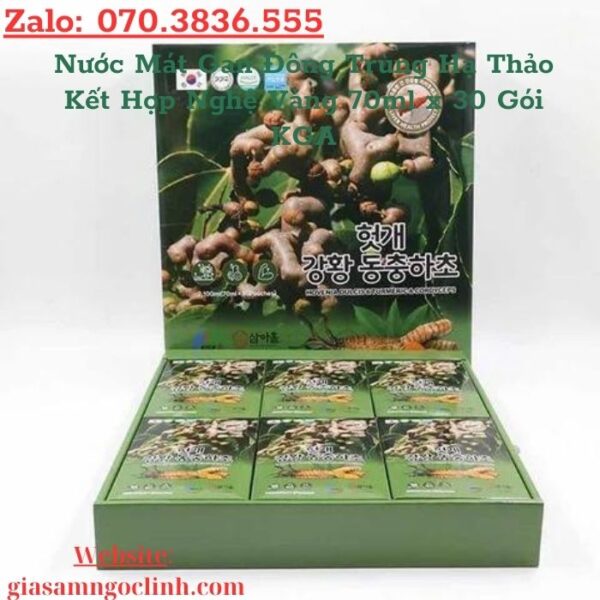 Nước Mát Gan Đông Trùng Hạ Thảo Kết Hợp Nghệ Vàng 70ml x 30 Gói