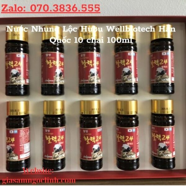 Nước Nhung Lộc Hươu Wellbiotech Hàn Quốc 10 chai x100ml