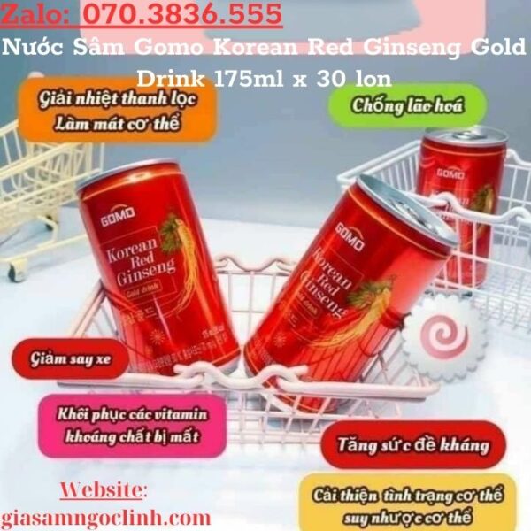 Nước Sâm Gomo Korean Red Ginseng Gold Drink 175ml x 30 lon