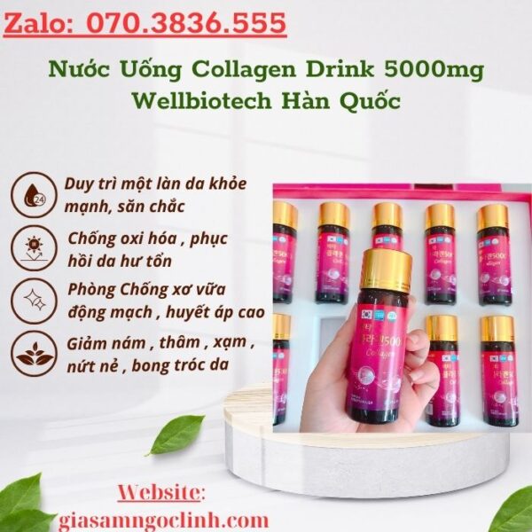 Nước Uống Collagen Drink 5000mg Wellbiotech Hàn Quốc
