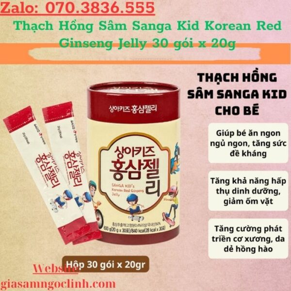 Thạch Hồng Sâm Sanga Kid Korean Red Ginseng Jelly 30 gói x 20g