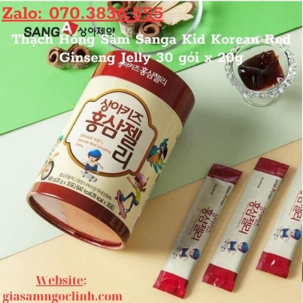 Thạch Hồng Sâm Sanga Kid Korean Red Ginseng Jelly 30 gói x 20g