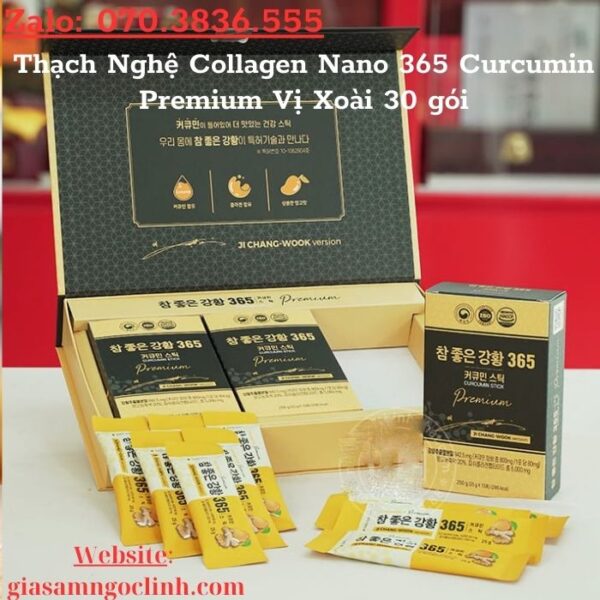 Thạch Nghệ Collagen Nano 365 Curcumin Premium Vị Xoài 30 gói