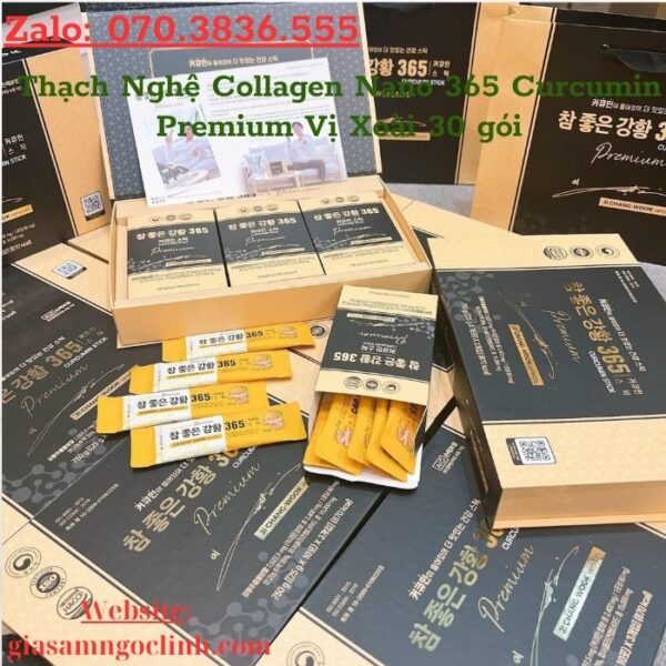 Thạch Nghệ Collagen Nano 365 Curcumin Premium Vị Xoài 30 gói