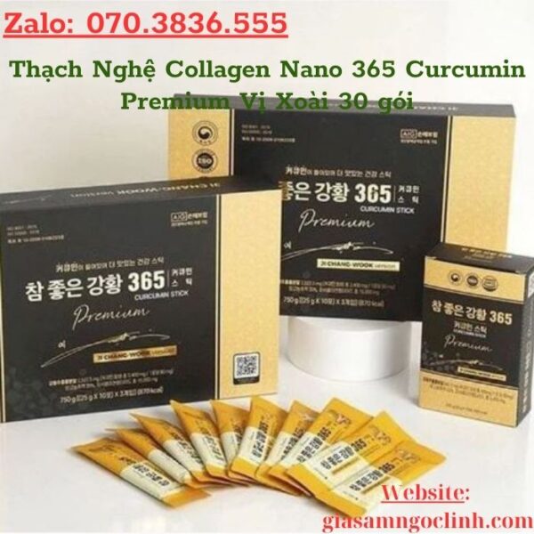 Thạch Nghệ Collagen Nano 365 Curcumin Premium Vị Xoài 30 gói