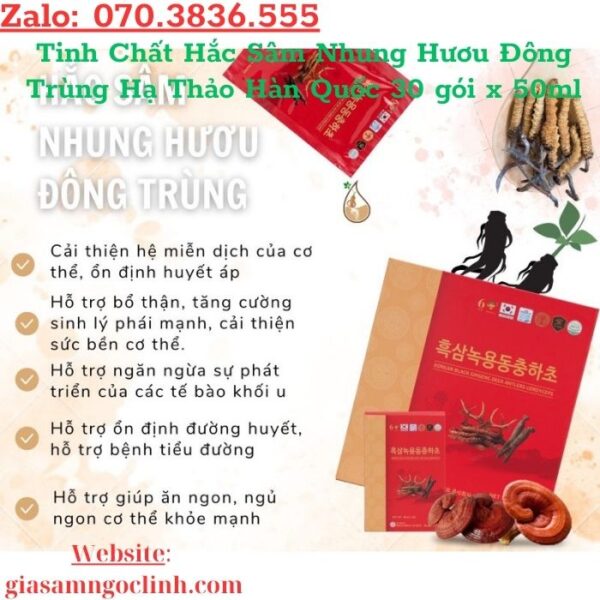 Tinh Chất Hắc Sâm Nhung Hươu Đông Trùng Hạ Thảo Hàn Quốc 30 gói x 50ml