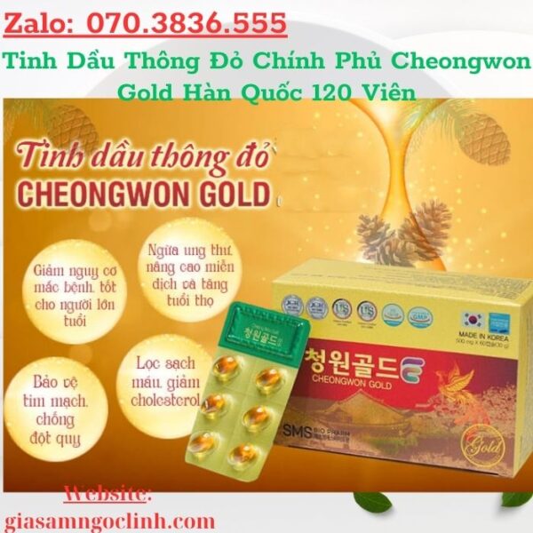 Tinh Dầu Thông Đỏ Chính Phủ Cheongwon Gold Hàn Quốc 120 Viên