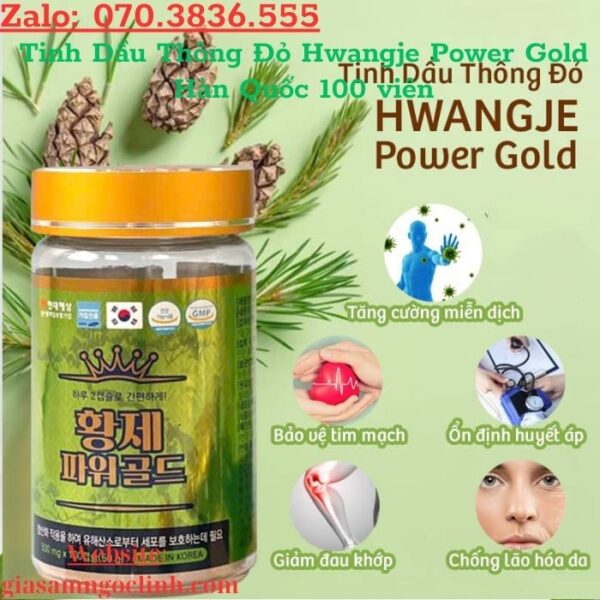 Tinh Dầu Thông Đỏ Hwangje Power Gold Hàn Quốc 100 viên