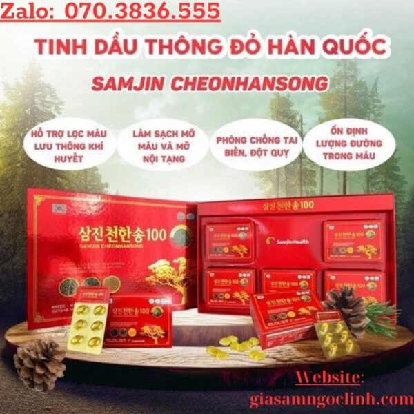Tinh Dầu Thông Đỏ Samjin Cheonhansong Hàn Quốc 120 Viên