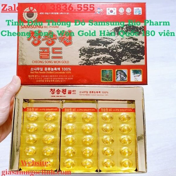 Tinh Dầu Thông Đỏ Samsung Bio Pharm Cheong Song Won Gold Hàn Quốc 180 viên