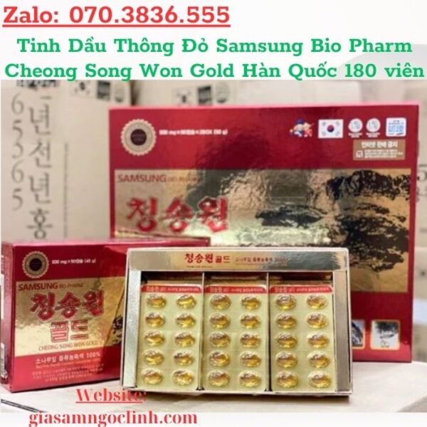 Tinh Dầu Thông Đỏ Samsung Bio Pharm Cheong Song Won Gold Hàn Quốc 180 viên