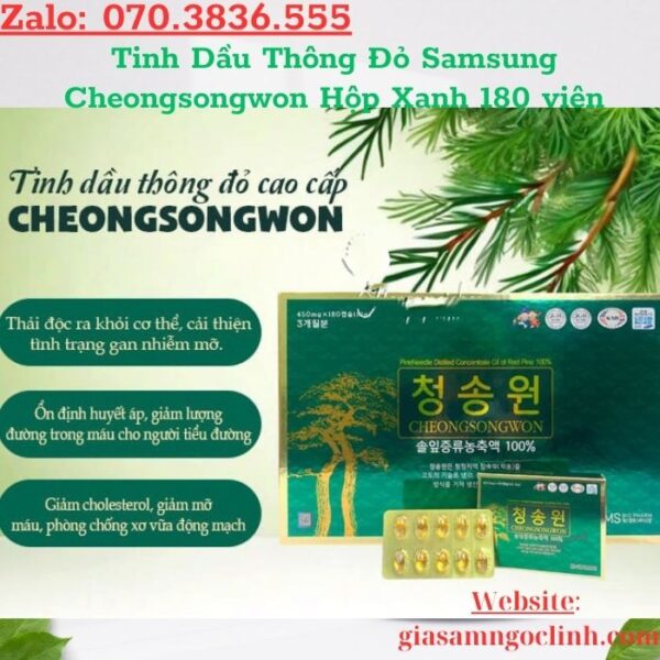 Tinh Dầu Thông Đỏ Samsung Cheongsongwon Hộp Xanh 180 viên
