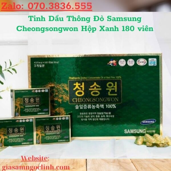 Tinh Dầu Thông Đỏ Samsung Cheongsongwon Hộp Xanh 180 viên