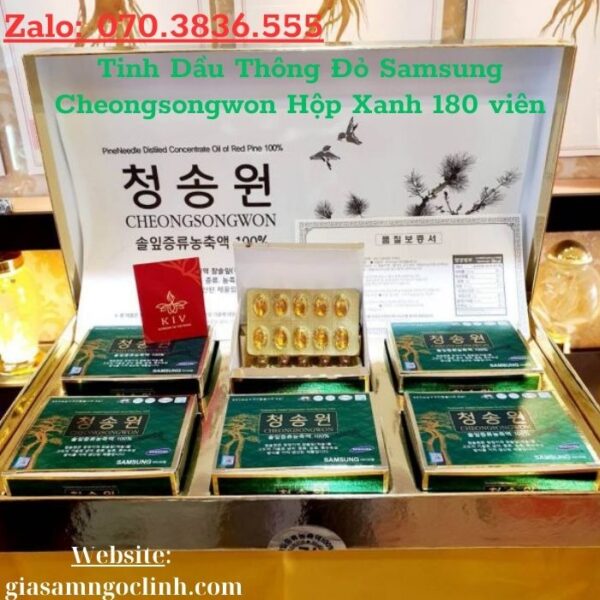 Tinh Dầu Thông Đỏ Samsung Cheongsongwon Hộp Xanh 180 viên