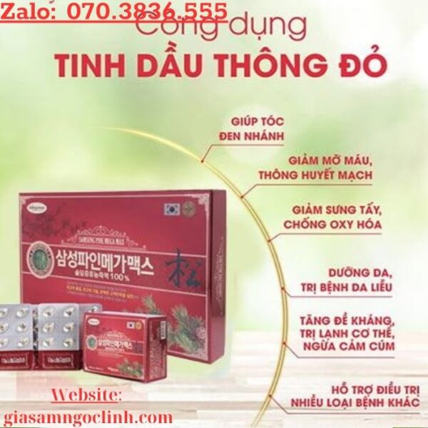 Tinh Dầu Thông Đỏ Samsung Pine Mega Max 120 viên