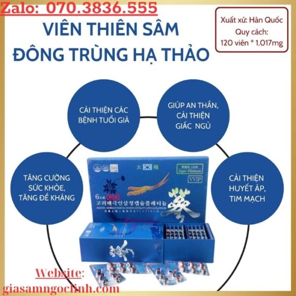 Viên Thiên Sâm Đông Trùng Hạ Thảo Hàn Quốc 180 viên