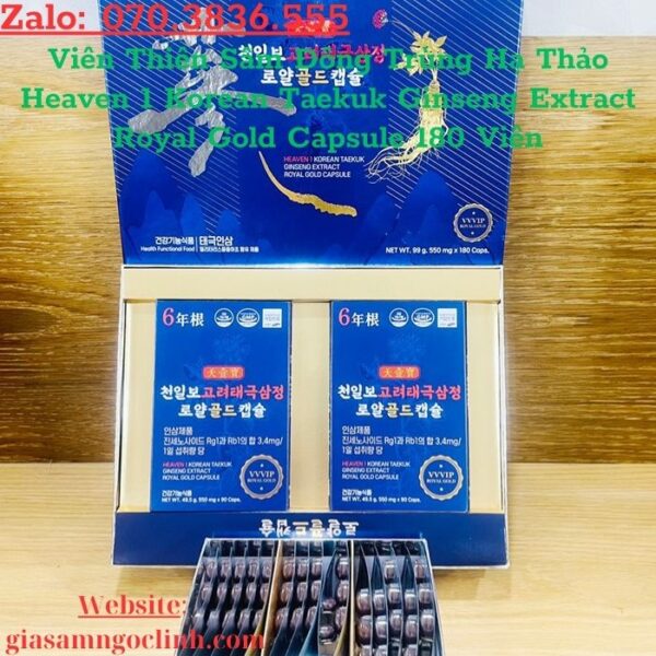 Viên Thiên Sâm Đông Trùng Hạ Thảo Heaven 1 Korean Taekuk Ginseng Extract Royal Gold Capsule 180 Viên
