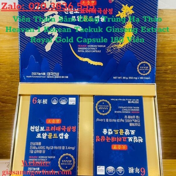 Viên Thiên Sâm Đông Trùng Hạ Thảo Heaven 1 Korean Taekuk Ginseng Extract Royal Gold Capsule 180 Viên