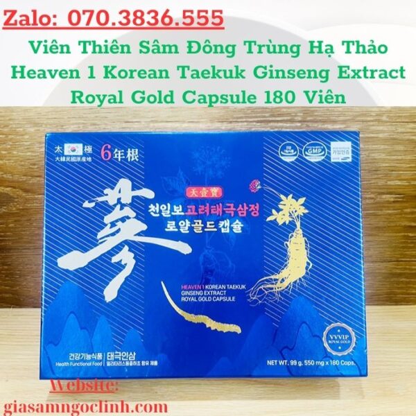 Viên Thiên Sâm Đông Trùng Hạ Thảo Heaven 1 Korean Taekuk Ginseng Extract Royal Gold Capsule 180 Viên