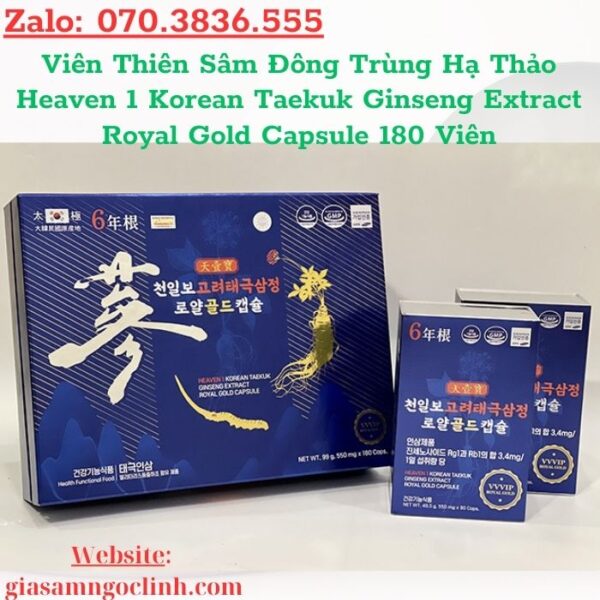 Viên Thiên Sâm Đông Trùng Hạ Thảo Heaven 1 Korean Taekuk Ginseng Extract Royal Gold Capsule 180 Viên