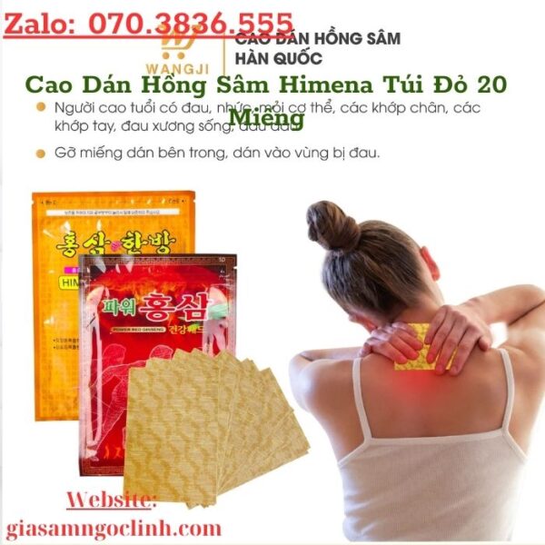 Cao Dán Hồng Sâm Himena Túi Đỏ 20 Miếng