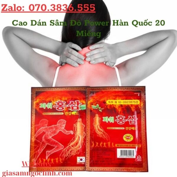Cao Dán Sâm Đỏ Power Hàn Quốc 20 Miếng