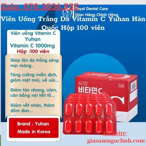 Viên Uống Trắng Da Vitamin C Yuhan Hàn Quốc Hộp 100 viên